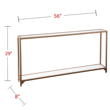 SEI Furniture Grant Narrow Console Table with Glass Shelf Display