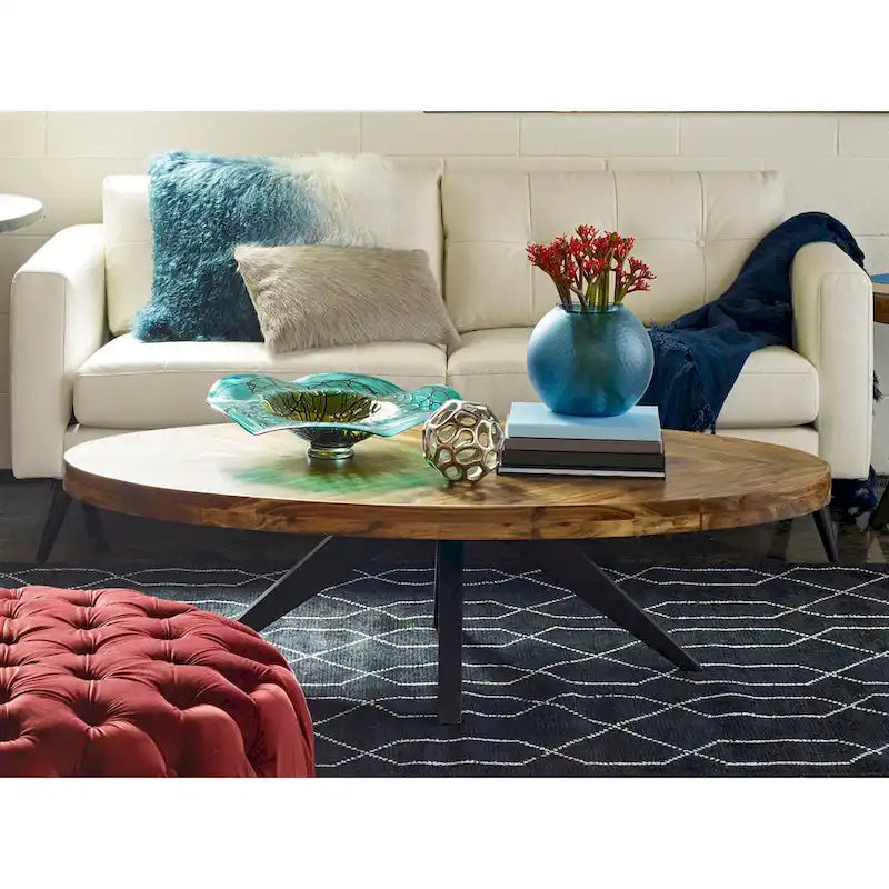 Aurelle Home Panko Rustic Farmhouse Acacia Wood Coffee Table