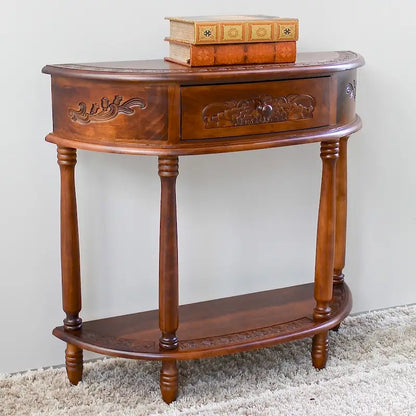 Windsor Carved Wood Half-moon Hall Table