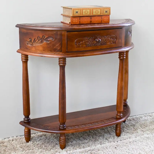 Windsor Carved Wood Half-moon Hall Table