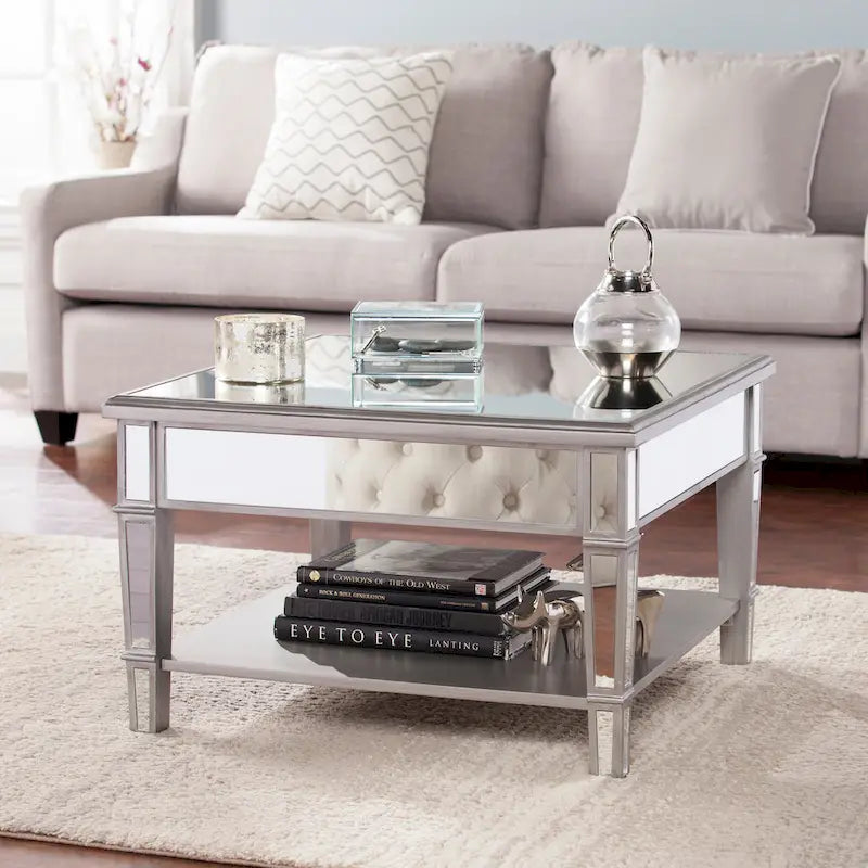 SEI Furniture Wheaton Square Mirror Coffee Table with Shelf