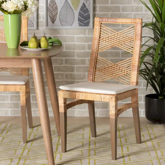 Poltak Modern Bohemian Natural Brown Rattan Dining Chair