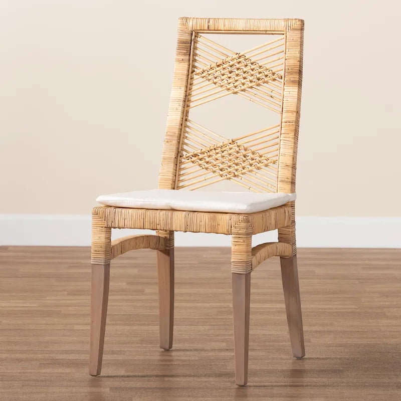 Poltak Modern Bohemian Natural Brown Rattan Dining Chair