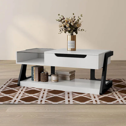 DH BASIC Contemporary White 49-inch Lift-top Coffee Table by Denhour