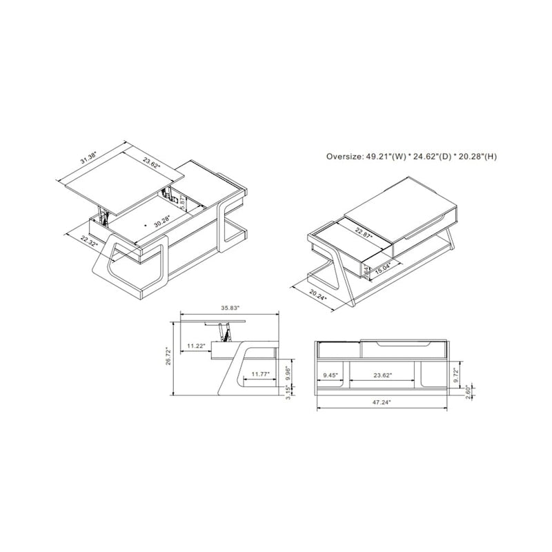 DH BASIC Contemporary White 49-inch Lift-top Coffee Table by Denhour