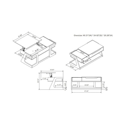 DH BASIC Contemporary White 49-inch Lift-top Coffee Table by Denhour