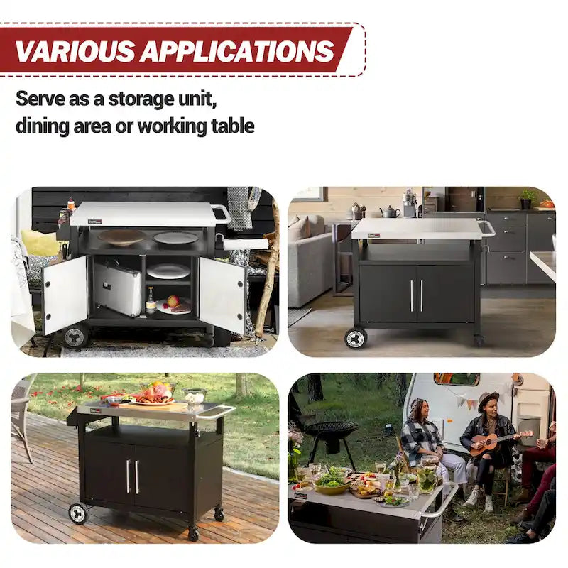 Royal Gourmet Movable Kitchen Cart Grill Prep Table with Storage