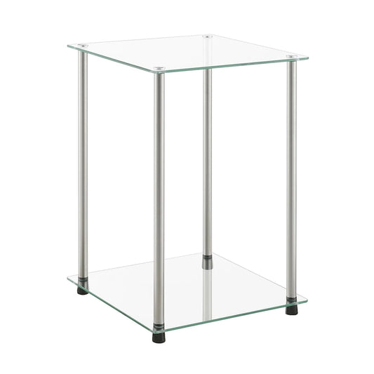 Convenience Concepts Designs2Go Classic Glass 2 Tier Square End Table