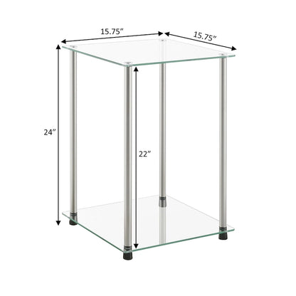 Convenience Concepts Designs2Go Classic Glass 2 Tier Square End Table