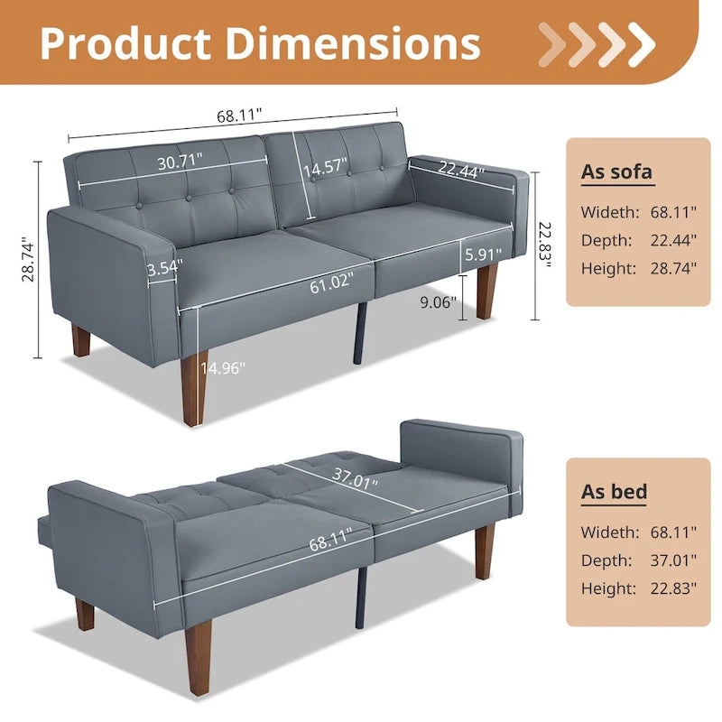 Futon Sofa Bed Memory Foam Couch Sleeper Daybed Foldable Convertible Loveseat