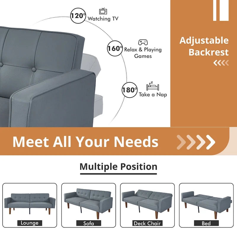 Futon Sofa Bed Memory Foam Couch Sleeper Daybed Foldable Convertible Loveseat