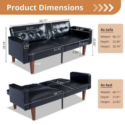 Futon Sofa Bed Memory Foam Couch Sleeper Daybed Foldable Convertible Loveseat