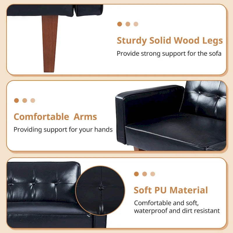 Futon Sofa Bed Memory Foam Couch Sleeper Daybed Foldable Convertible Loveseat