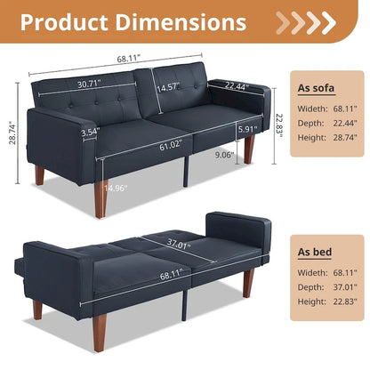 Futon Sofa Bed Memory Foam Couch Sleeper Daybed Foldable Convertible Loveseat