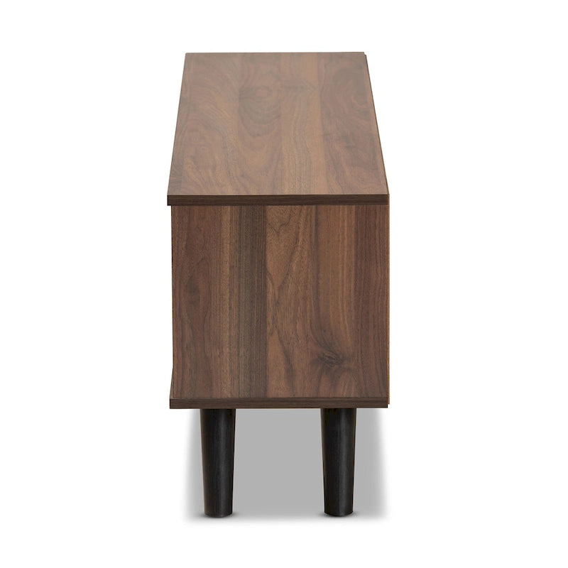 Mallory Two-Tone Walnut Brown and Grey Finished Wood TV Stand