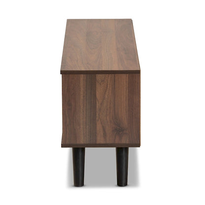 Mallory Two-Tone Walnut Brown and Grey Finished Wood TV Stand