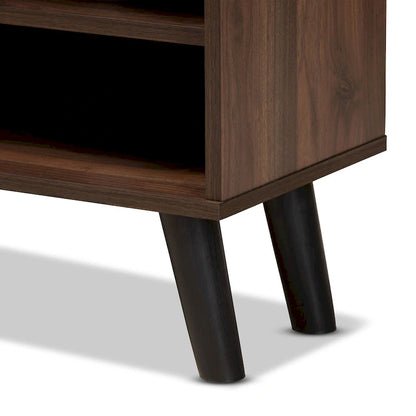 Mallory Two-Tone Walnut Brown and Grey Finished Wood TV Stand