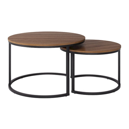Fort Worth Set of 2 Round Nesting Coffee Tables, Brown