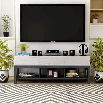 Tiska Modern White and Grey 60-inch 3-Shelf TV Console by Furniture of America
