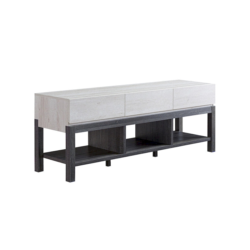 Tiska Modern White and Grey 60-inch 3-Shelf TV Console by Furniture of America