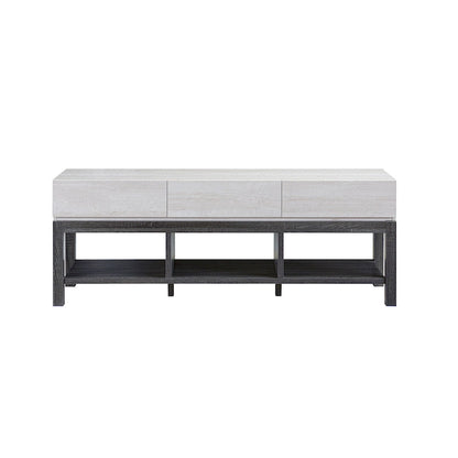 Tiska Modern White and Grey 60-inch 3-Shelf TV Console by Furniture of America