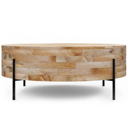 WYNDENHALL Farmington Modern Industrial Round Drum Coffee Table - 38d x 38 w x 14h