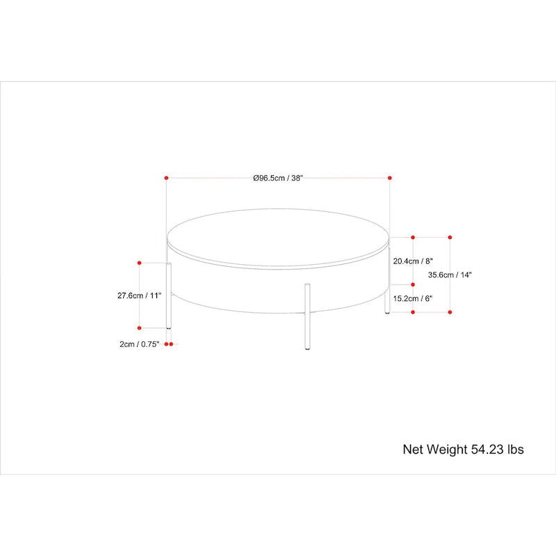 WYNDENHALL Farmington Modern Industrial Round Drum Coffee Table - 38d x 38 w x 14h