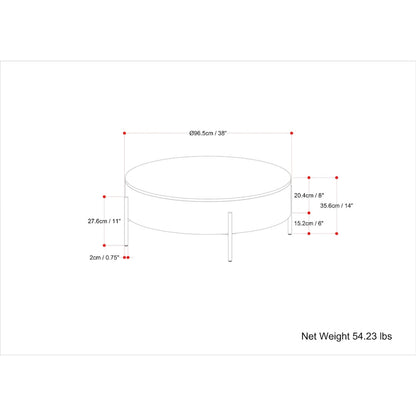 WYNDENHALL Farmington Modern Industrial Round Drum Coffee Table - 38d x 38 w x 14h