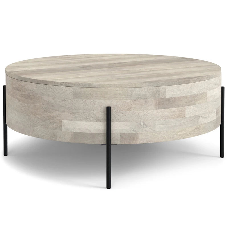 WYNDENHALL Farmington Modern Industrial Round Drum Coffee Table - 38d x 38 w x 14h