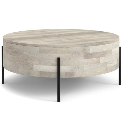 WYNDENHALL Farmington Modern Industrial Round Drum Coffee Table - 38d x 38 w x 14h