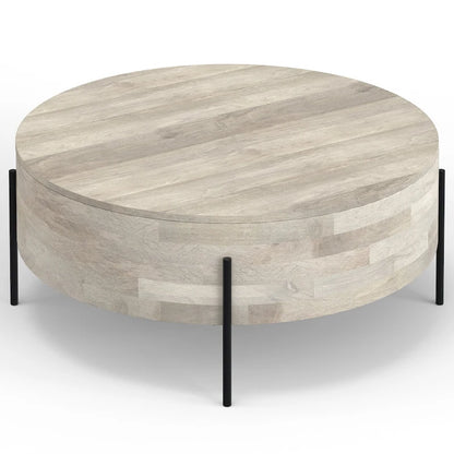 WYNDENHALL Farmington Modern Industrial Round Drum Coffee Table - 38d x 38 w x 14h