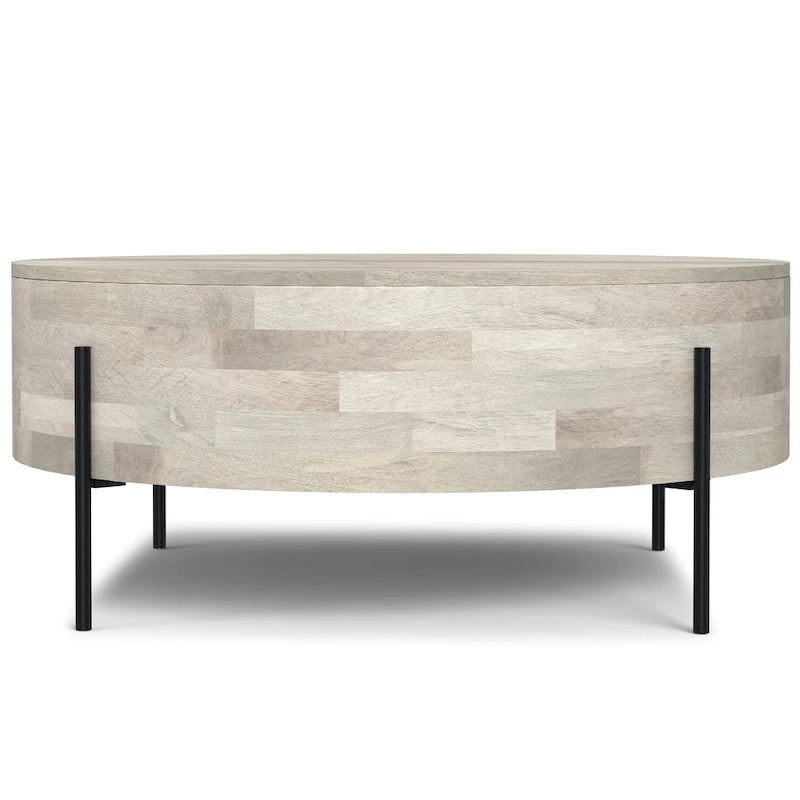 WYNDENHALL Farmington Modern Industrial Round Drum Coffee Table - 38d x 38 w x 14h