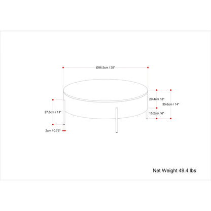 WYNDENHALL Farmington Modern Industrial Round Drum Coffee Table - 38d x 38 w x 14h