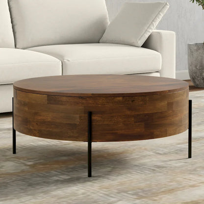 WYNDENHALL Farmington Modern Industrial Round Drum Coffee Table - 38d x 38 w x 14h