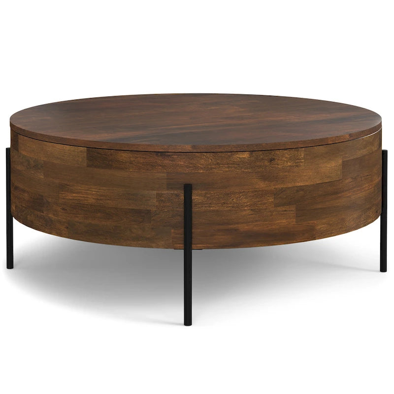 WYNDENHALL Farmington Modern Industrial Round Drum Coffee Table - 38d x 38 w x 14h