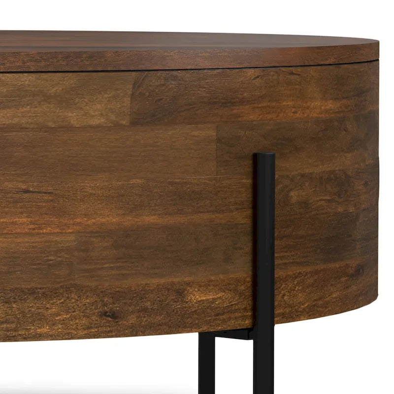 WYNDENHALL Farmington Modern Industrial Round Drum Coffee Table - 38d x 38 w x 14h