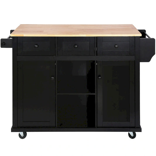 Nestfair Kitchen Island Cart with Drop-Leaf Countertop and 3 Drawers