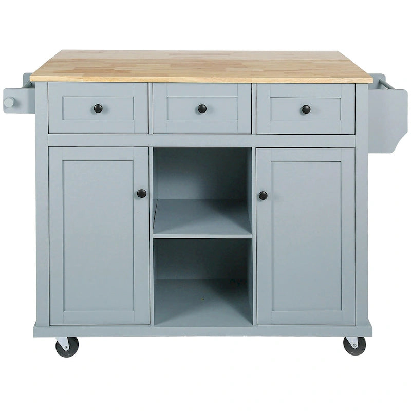 Nestfair Kitchen Island Cart with Drop-Leaf Countertop and 3 Drawers
