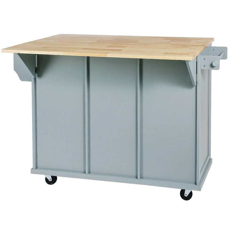 Nestfair Kitchen Island Cart with Drop-Leaf Countertop and 3 Drawers