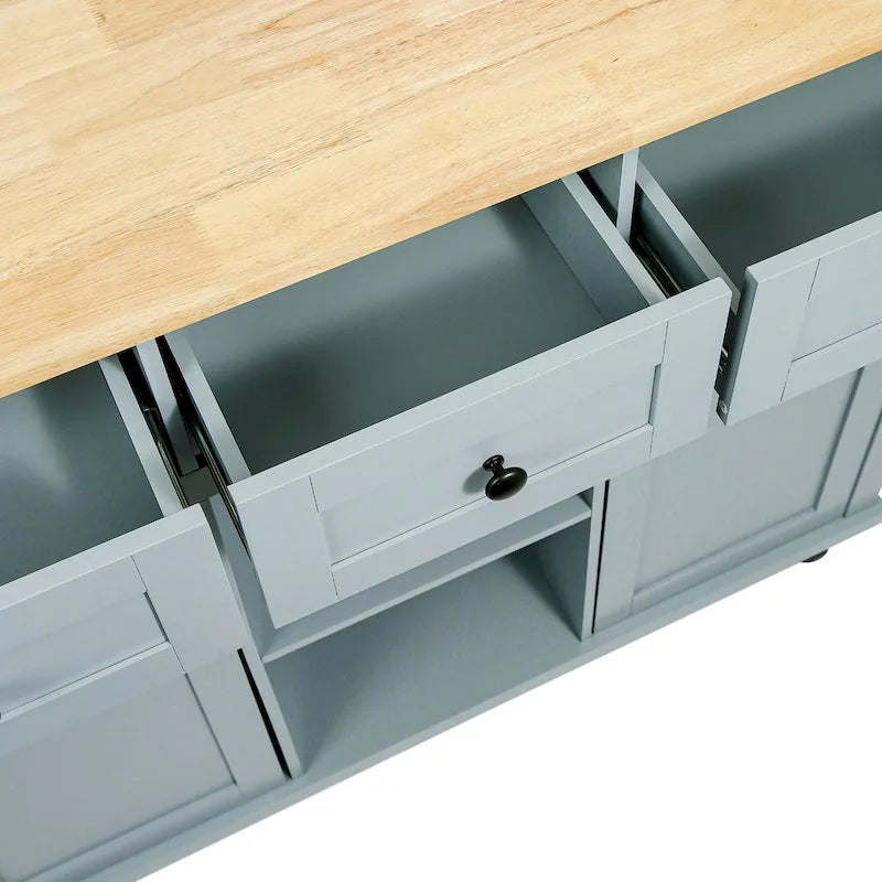 Nestfair Kitchen Island Cart with Drop-Leaf Countertop and 3 Drawers