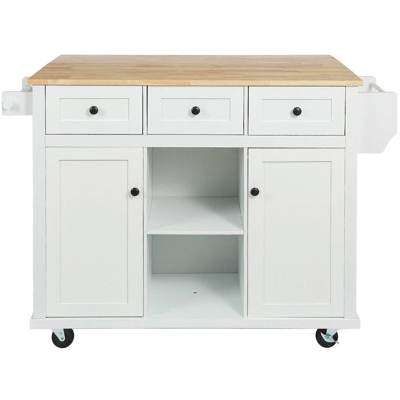 Nestfair Kitchen Island Cart with Drop-Leaf Countertop and 3 Drawers