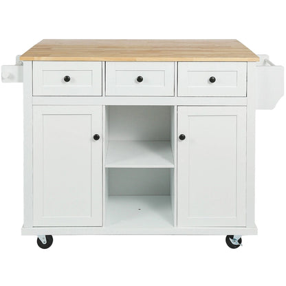 Nestfair Kitchen Island Cart with Drop-Leaf Countertop and 3 Drawers