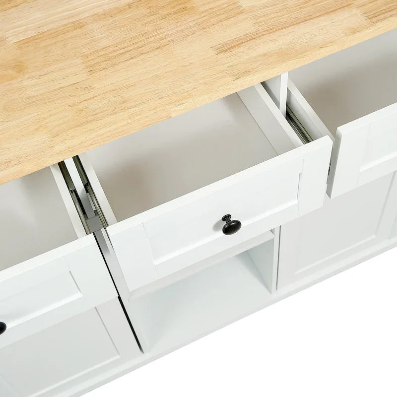 Nestfair Kitchen Island Cart with Drop-Leaf Countertop and 3 Drawers
