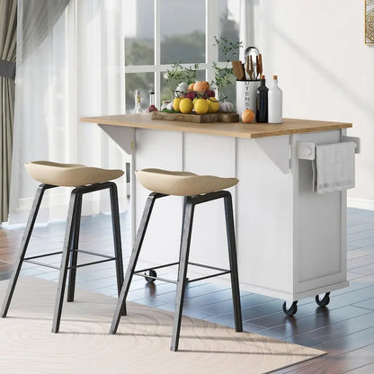Nestfair Kitchen Island Cart with Drop-Leaf Countertop and 3 Drawers