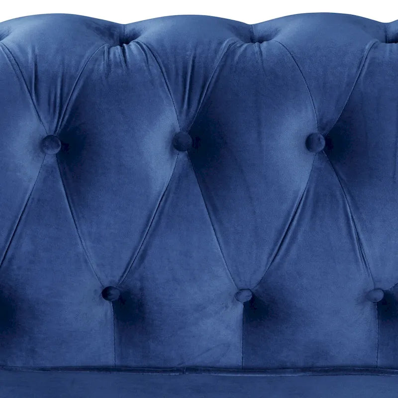 Morden Fort Velvet Chesterfield Club Chair,Button Tufted Upholstered Armchair with Nailhead and Solid Wood Legs for Living Room