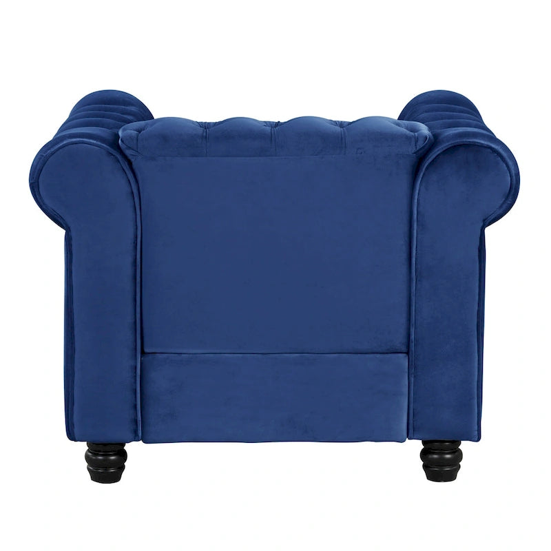 Morden Fort Velvet Chesterfield Club Chair,Button Tufted Upholstered Armchair with Nailhead and Solid Wood Legs for Living Room