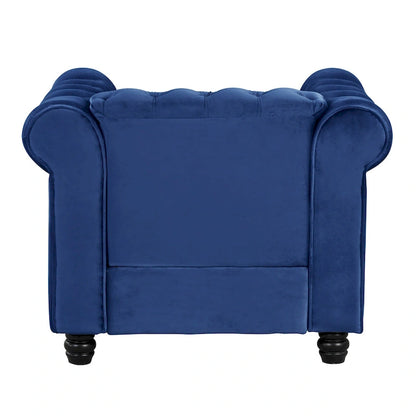 Morden Fort Velvet Chesterfield Club Chair,Button Tufted Upholstered Armchair with Nailhead and Solid Wood Legs for Living Room