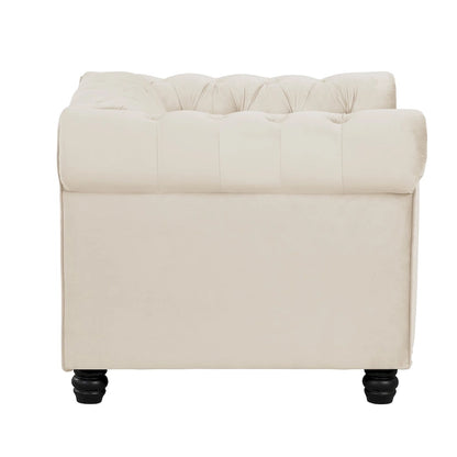 Morden Fort Velvet Chesterfield Club Chair,Button Tufted Upholstered Armchair with Nailhead and Solid Wood Legs for Living Room