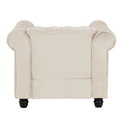 Morden Fort Velvet Chesterfield Club Chair,Button Tufted Upholstered Armchair with Nailhead and Solid Wood Legs for Living Room