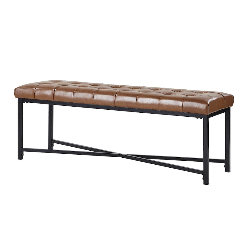 Eberhard Modern 50.5 Genuine Leather Upholstered Bench with Metal Legs by HULALA HOME